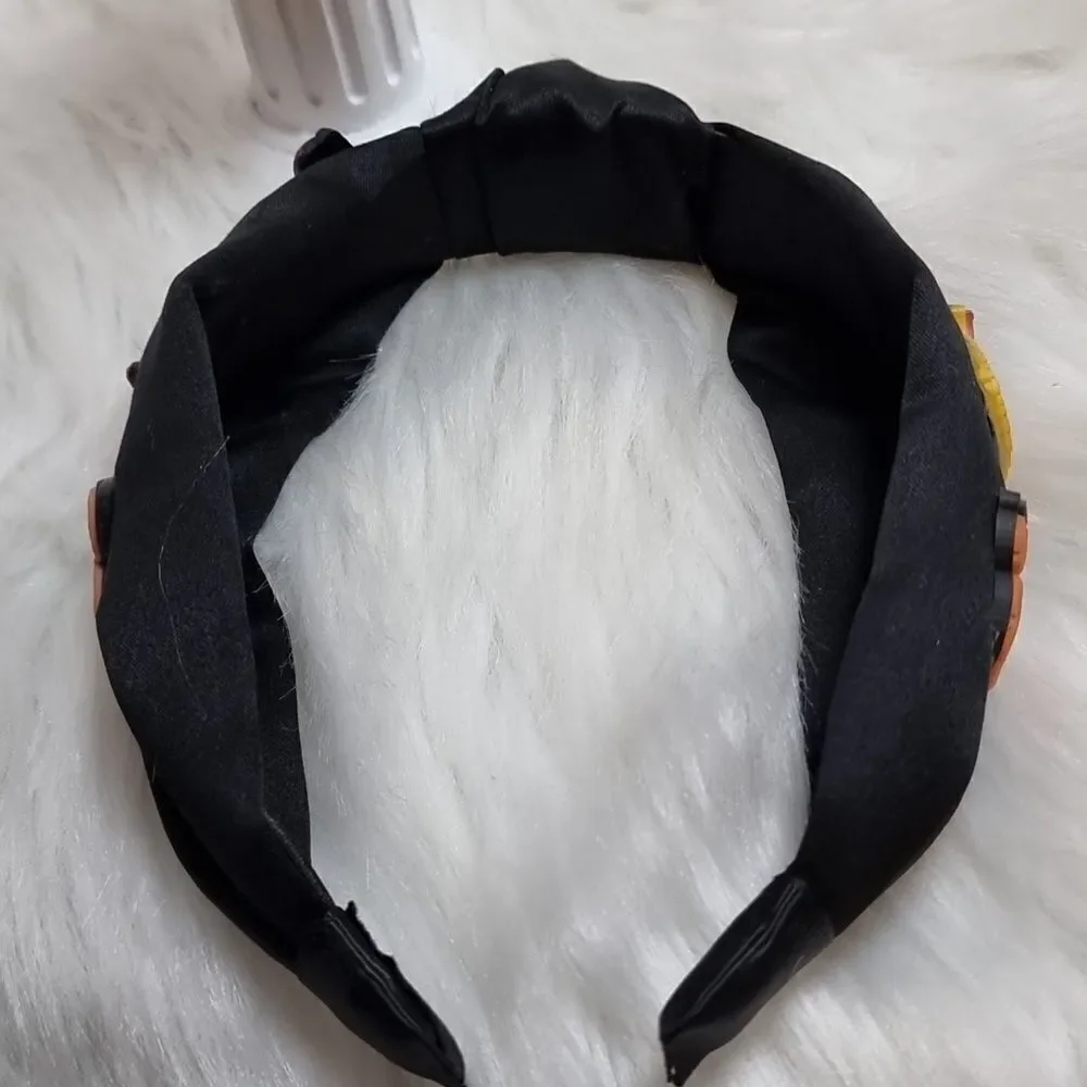 DISNEY MICKEY MINNIE charm black satin handmade headband